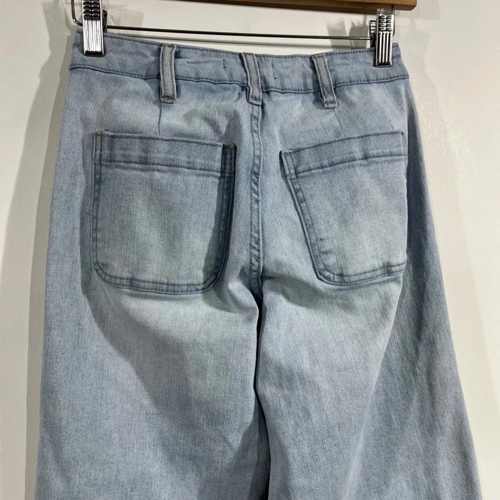 OAT NY Relaxed Wide Leg Crop Jeans Light Wash Denim Womens 24 Streetwear Boho